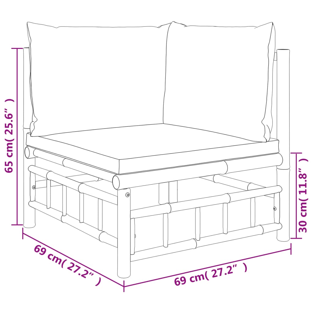 10-Tlg. Garten-Lounge-Set Mit En Kissen Bambus