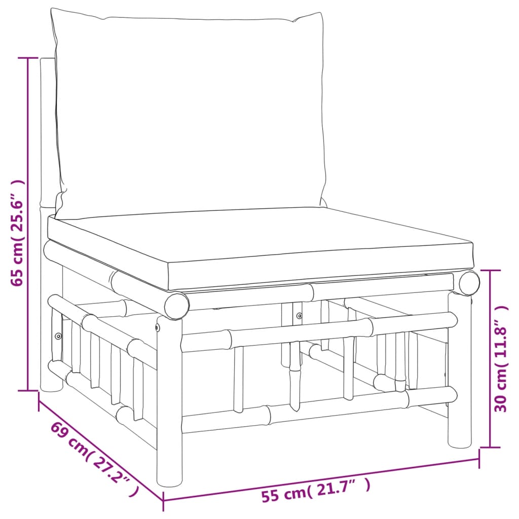 10-Tlg. Garten-Lounge-Set Mit En Kissen Bambus