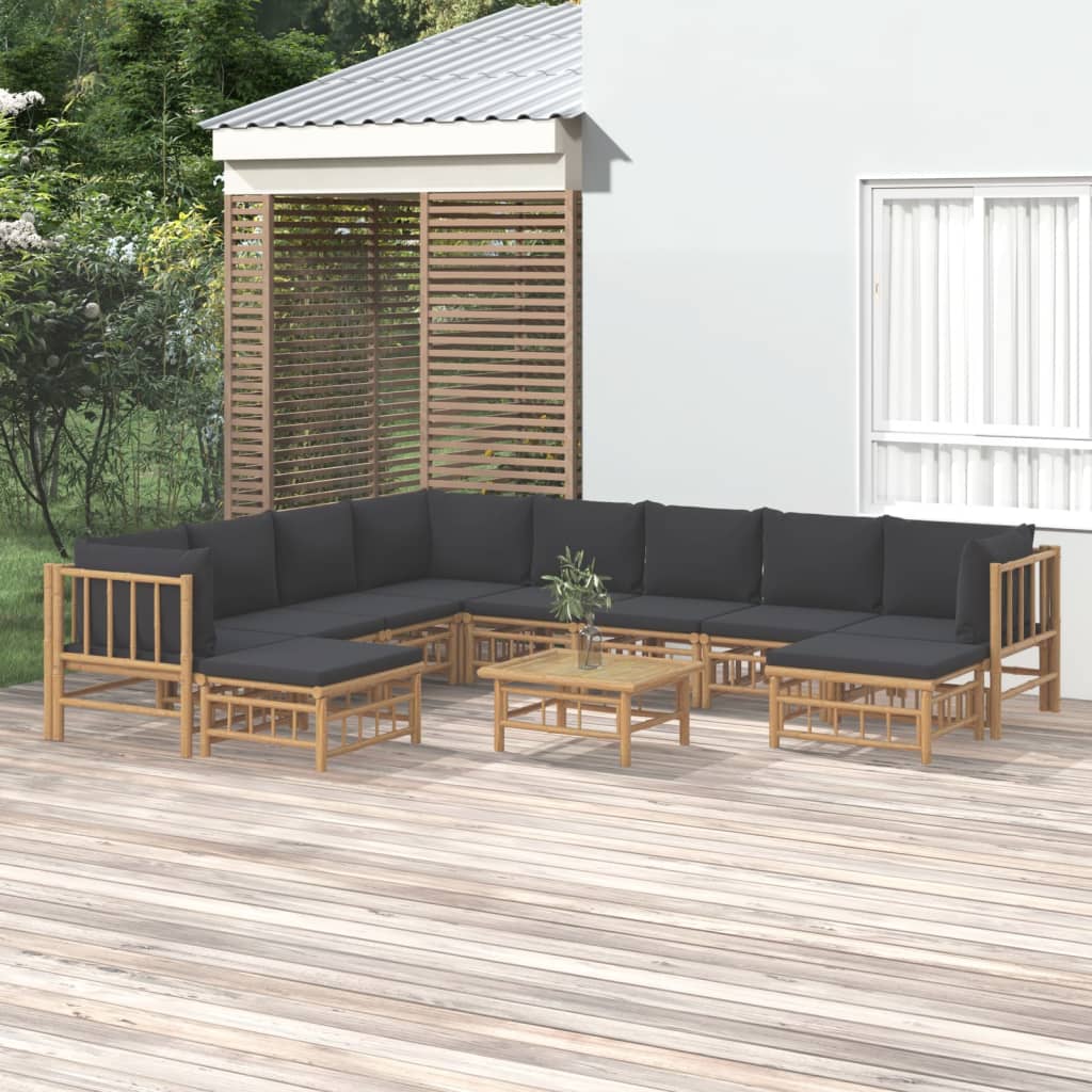 10-Tlg. Garten-Lounge-Set Mit En Kissen Bambus