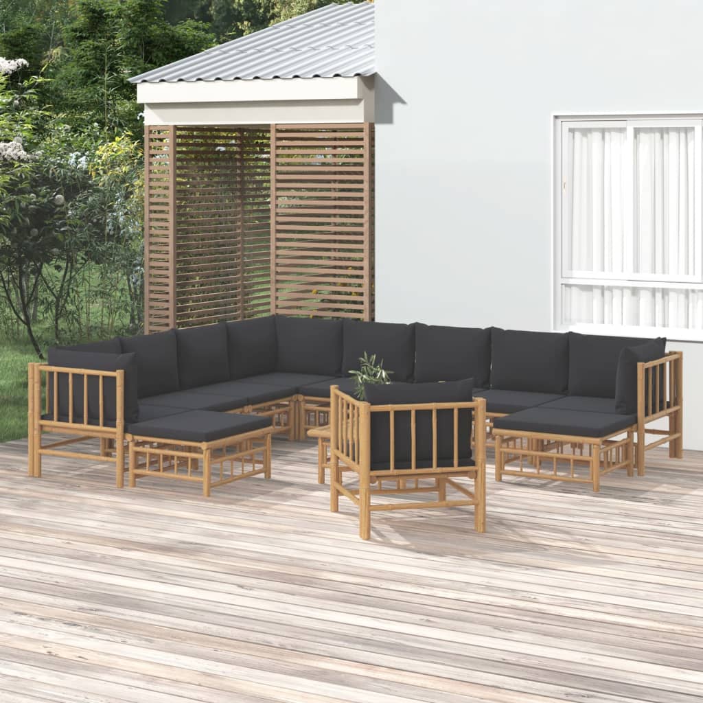 10-Tlg. Garten-Lounge-Set Mit En Kissen Bambus