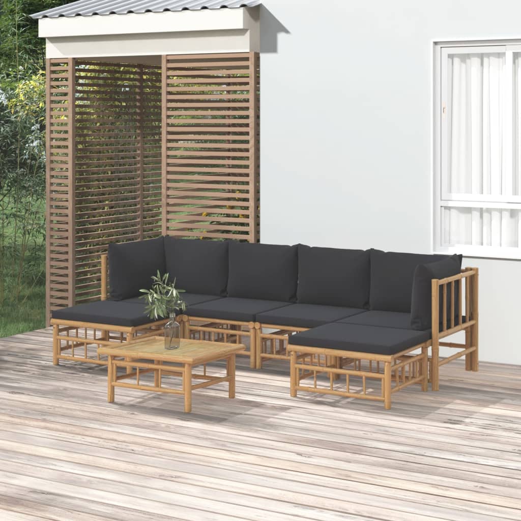 10-Tlg. Garten-Lounge-Set Mit En Kissen Bambus