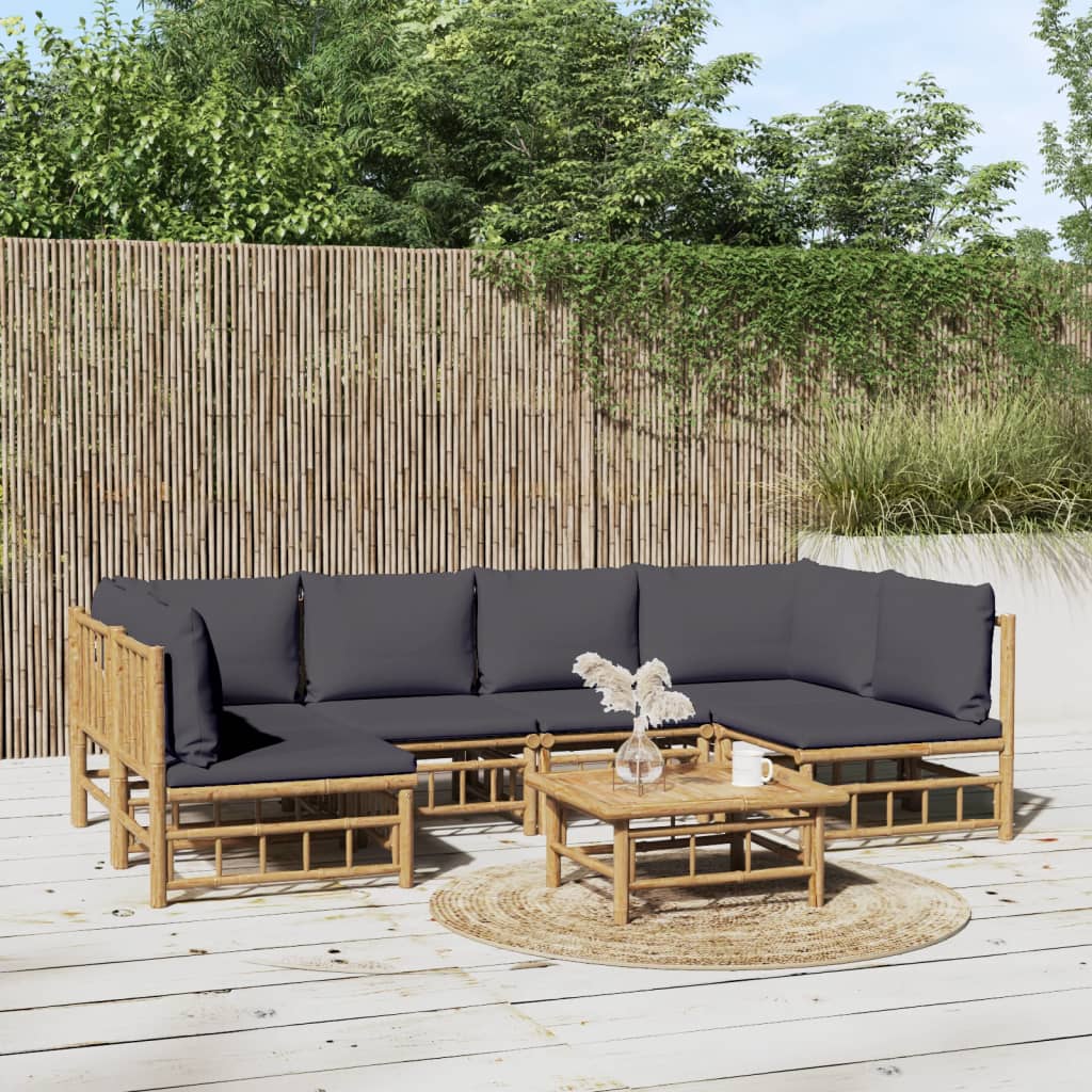 10-Tlg. Garten-Lounge-Set Mit En Kissen Bambus