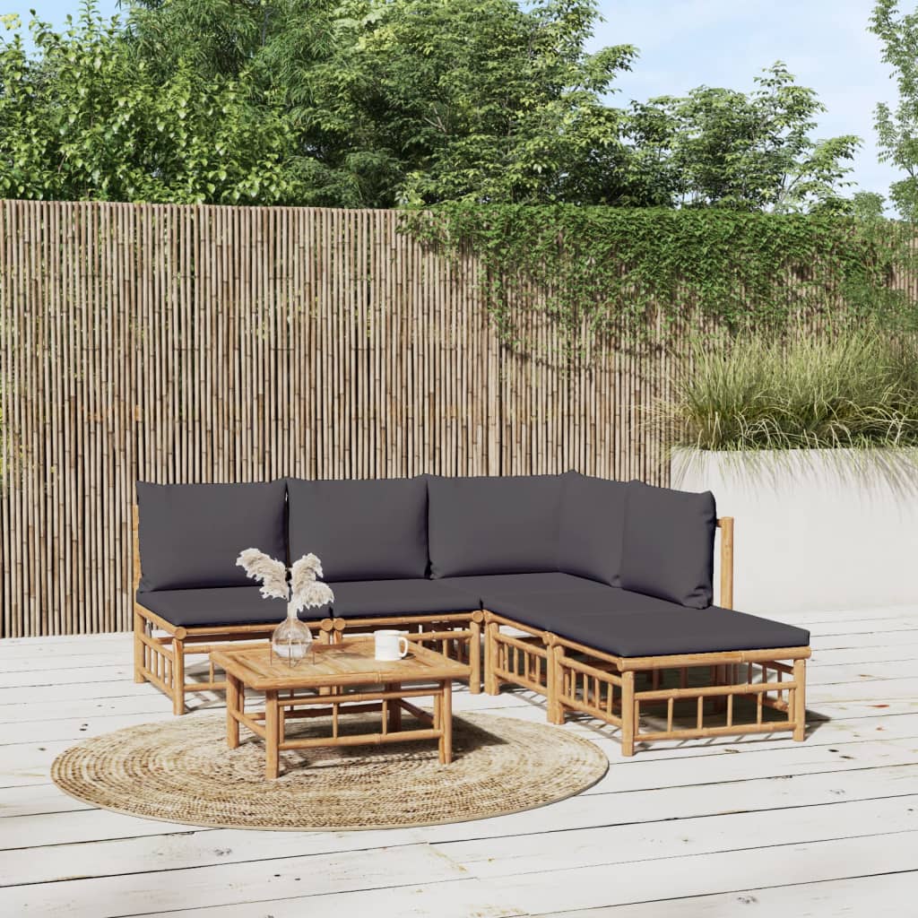 10-Tlg. Garten-Lounge-Set Mit En Kissen Bambus