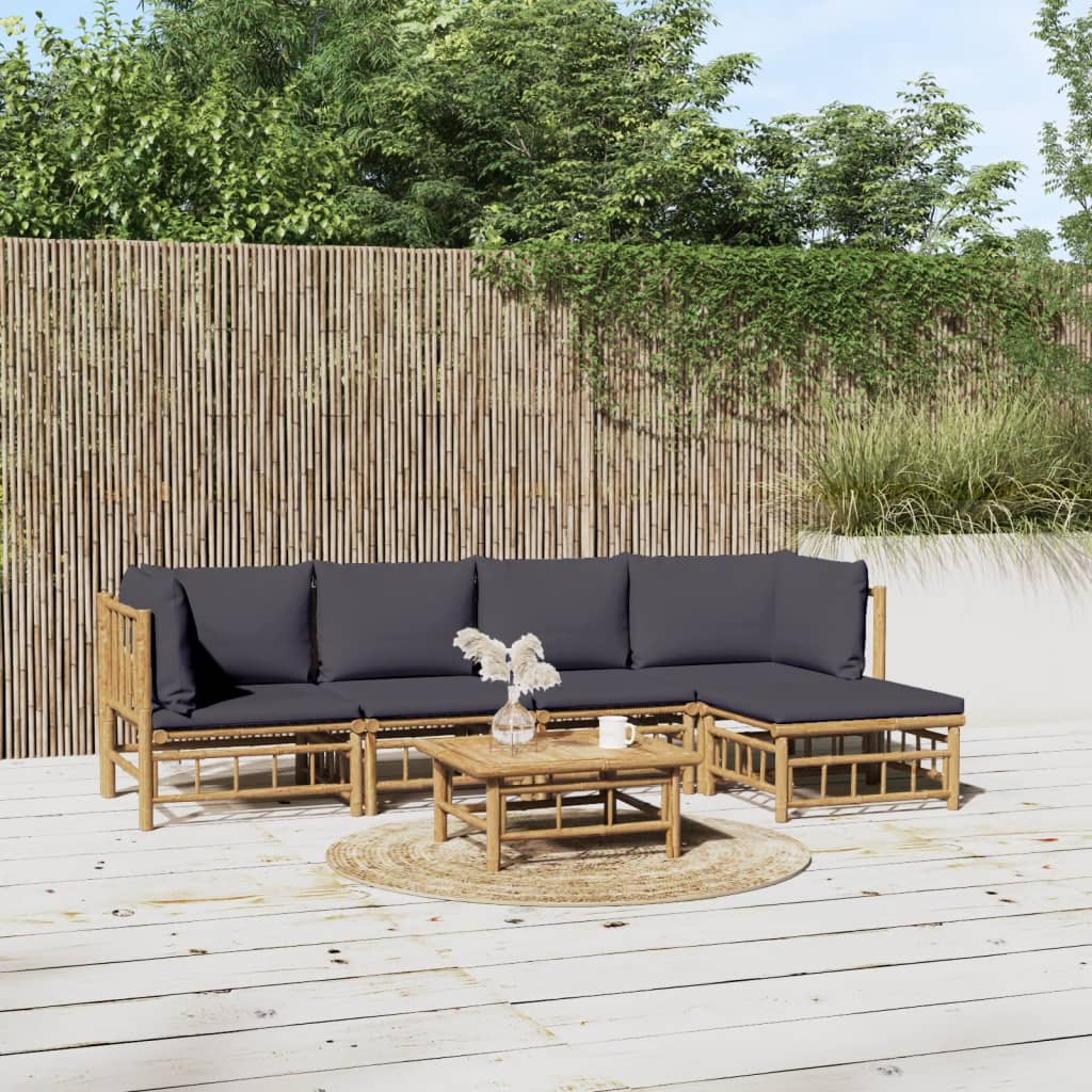 10-Tlg. Garten-Lounge-Set Mit En Kissen Bambus