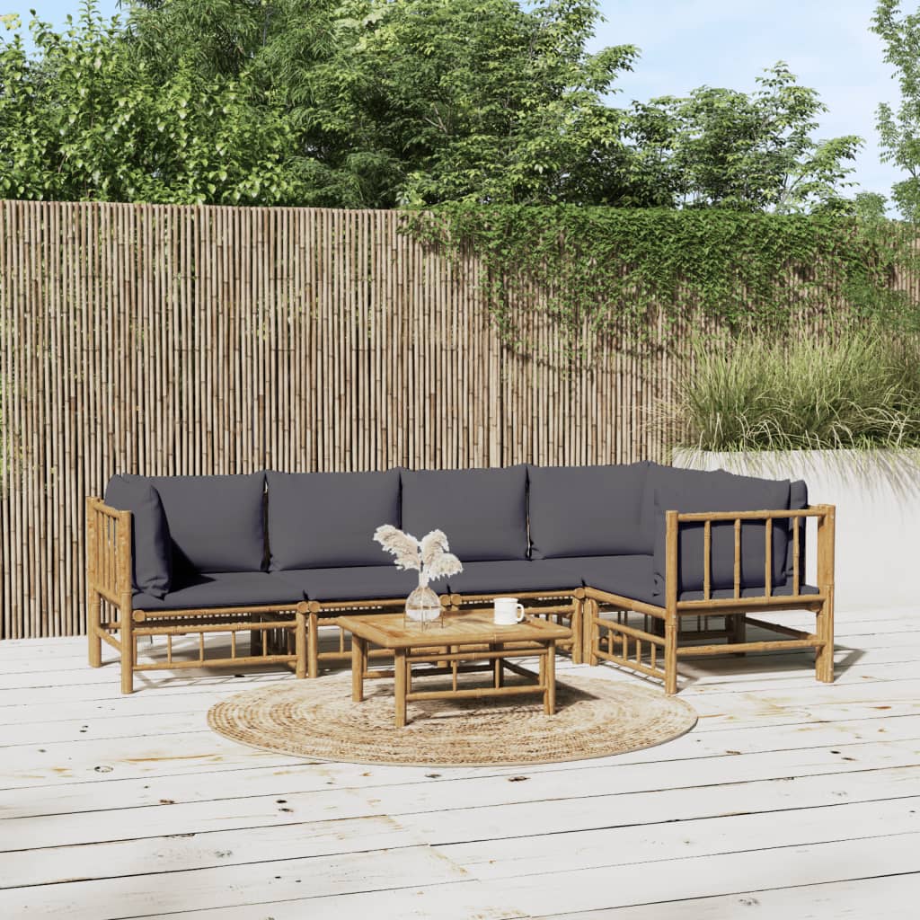 10-Tlg. Garten-Lounge-Set Mit En Kissen Bambus