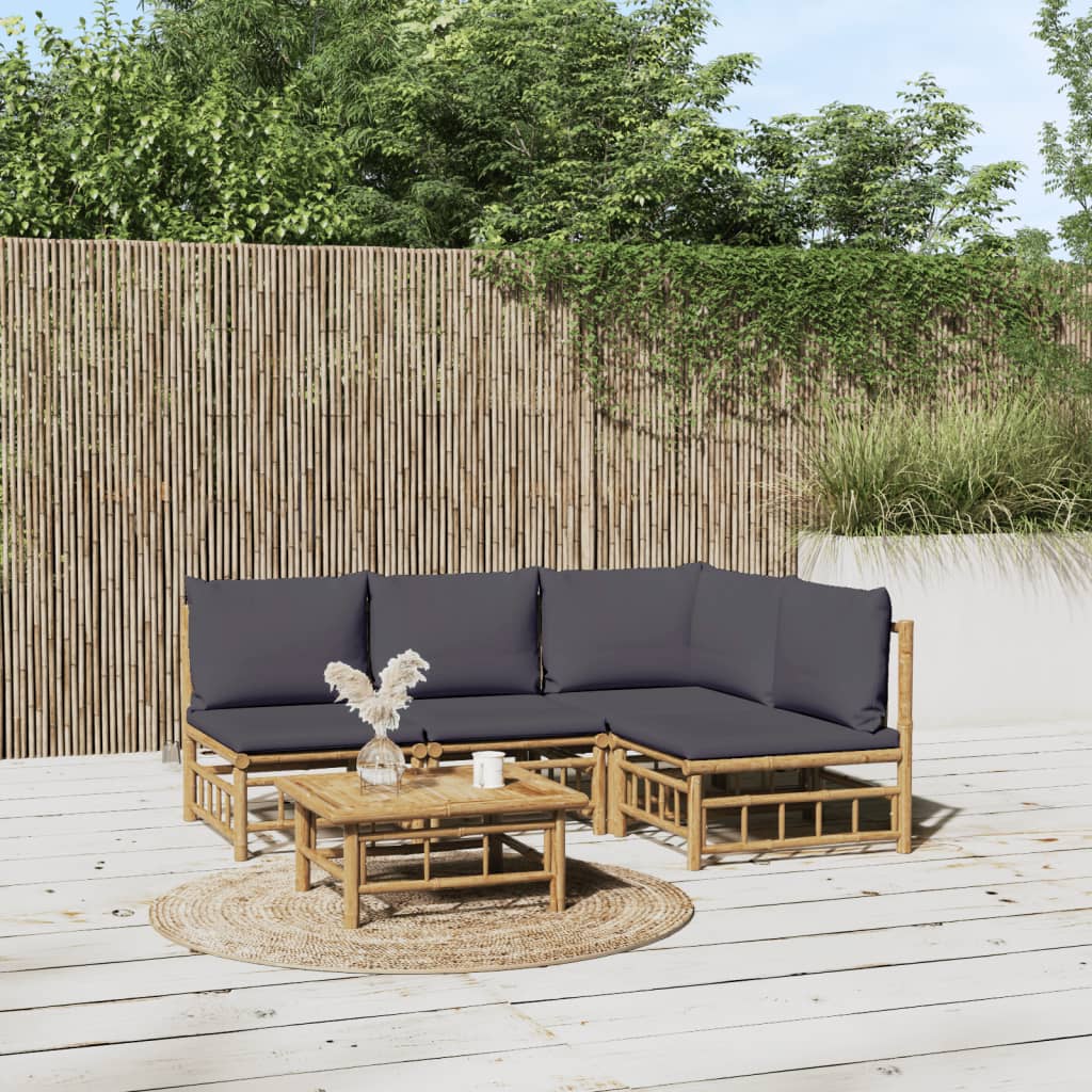 10-Tlg. Garten-Lounge-Set Mit En Kissen Bambus