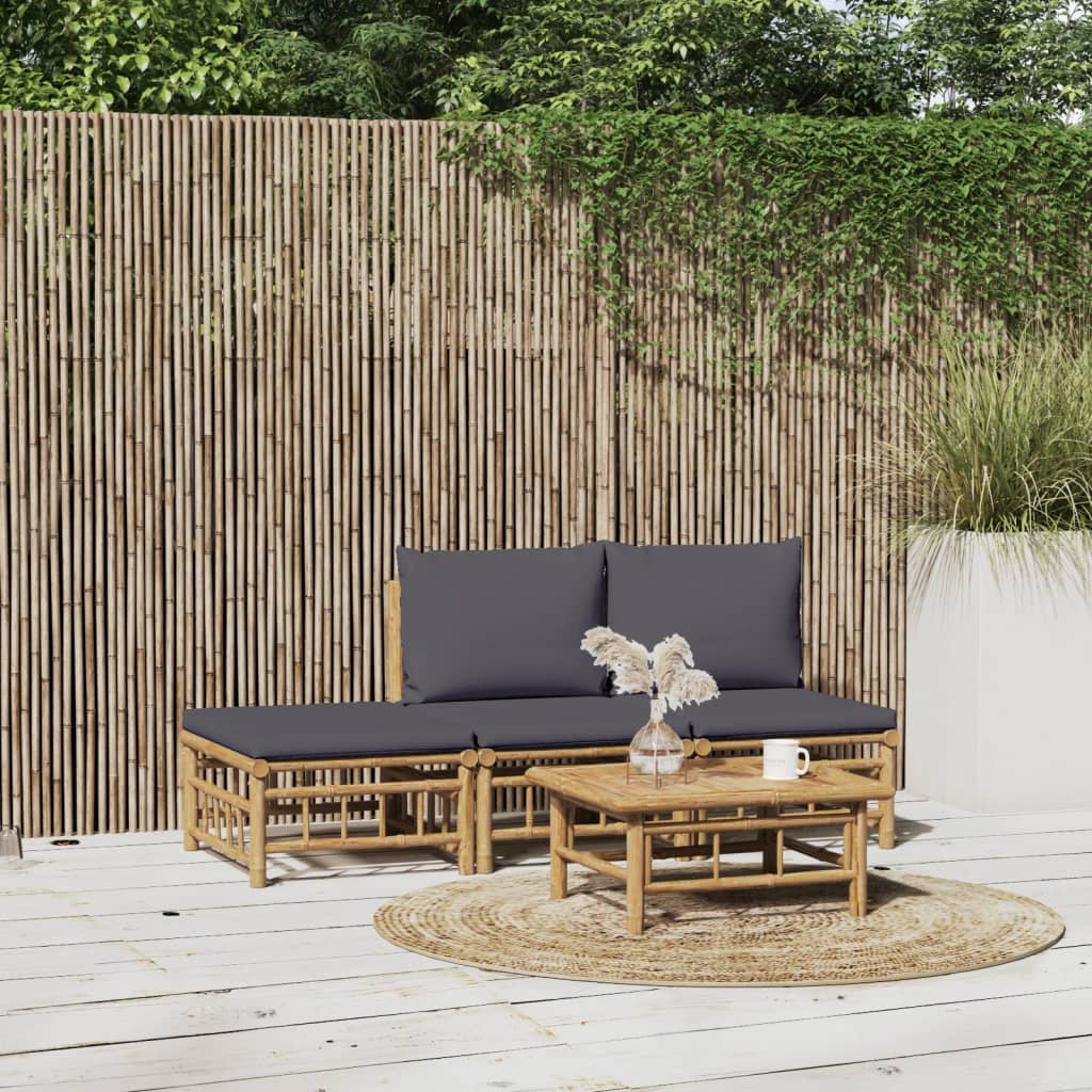 10-Tlg. Garten-Lounge-Set Mit En Kissen Bambus