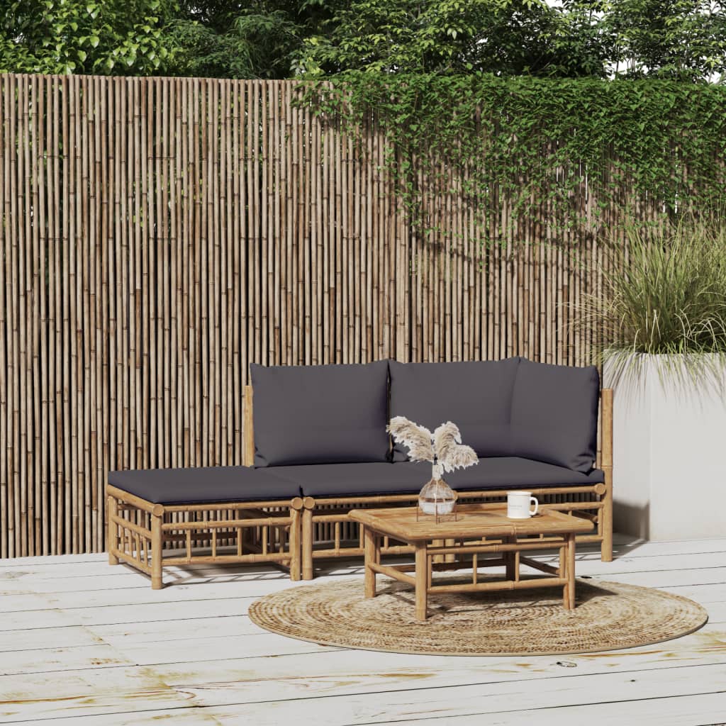 10-Tlg. Garten-Lounge-Set Mit En Kissen Bambus