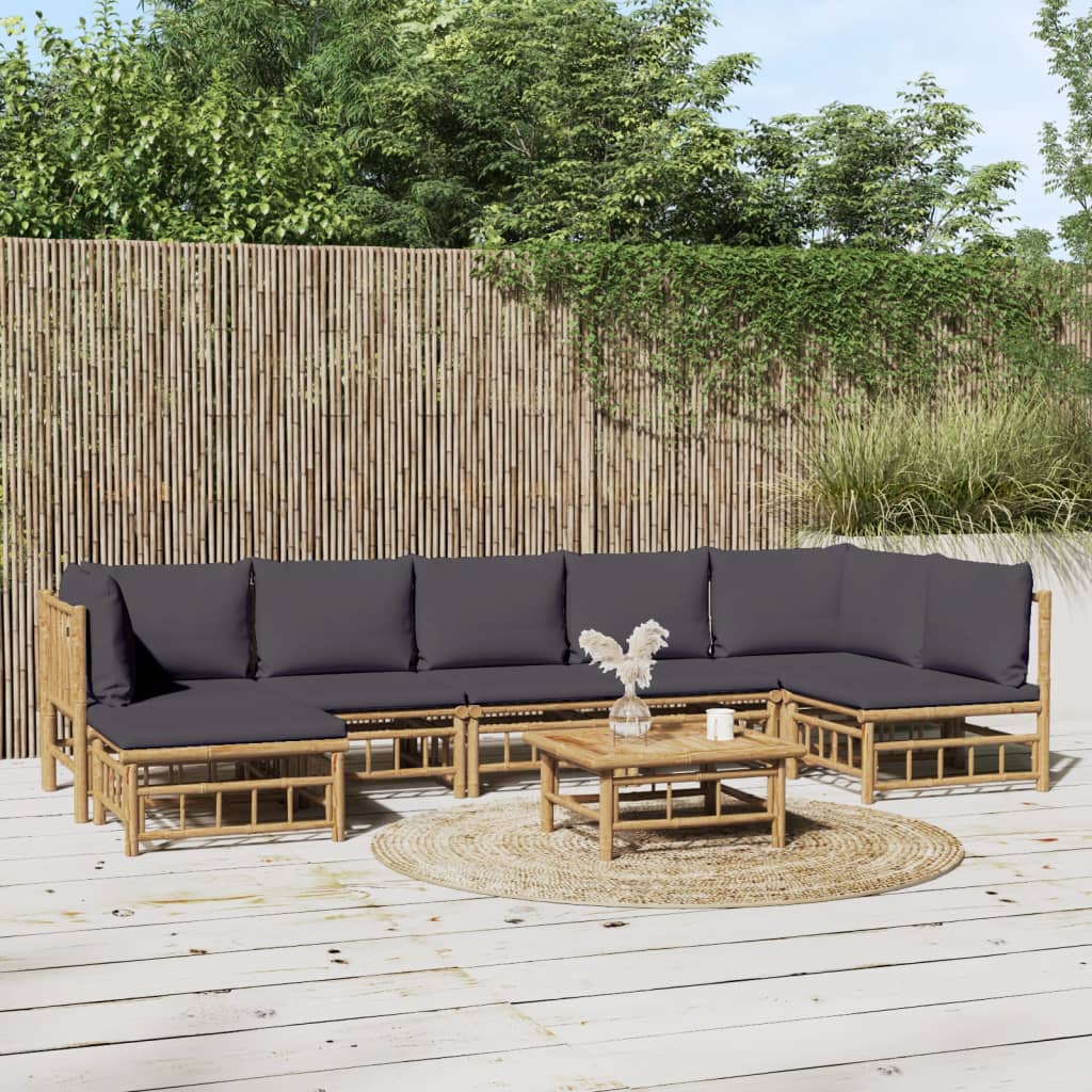 10-Tlg. Garten-Lounge-Set Mit En Kissen Bambus