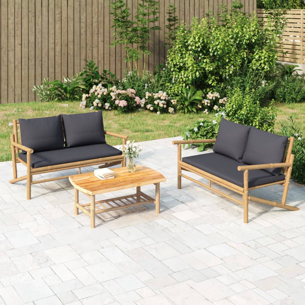 5-Tlg. Garten-Lounge-Set Mit En Kissen Bambus