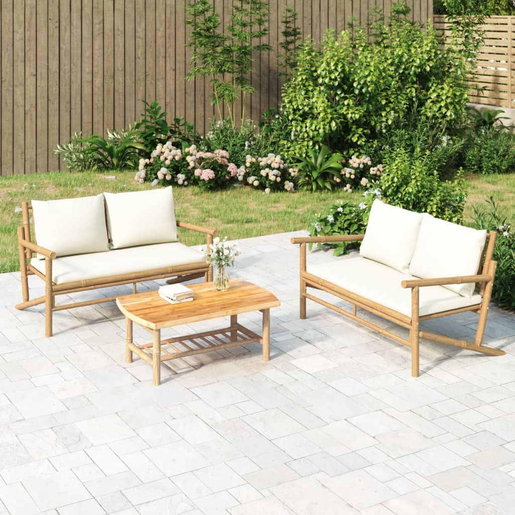 5-Tlg. Garten-Lounge-Set Mit En Kissen Bambus