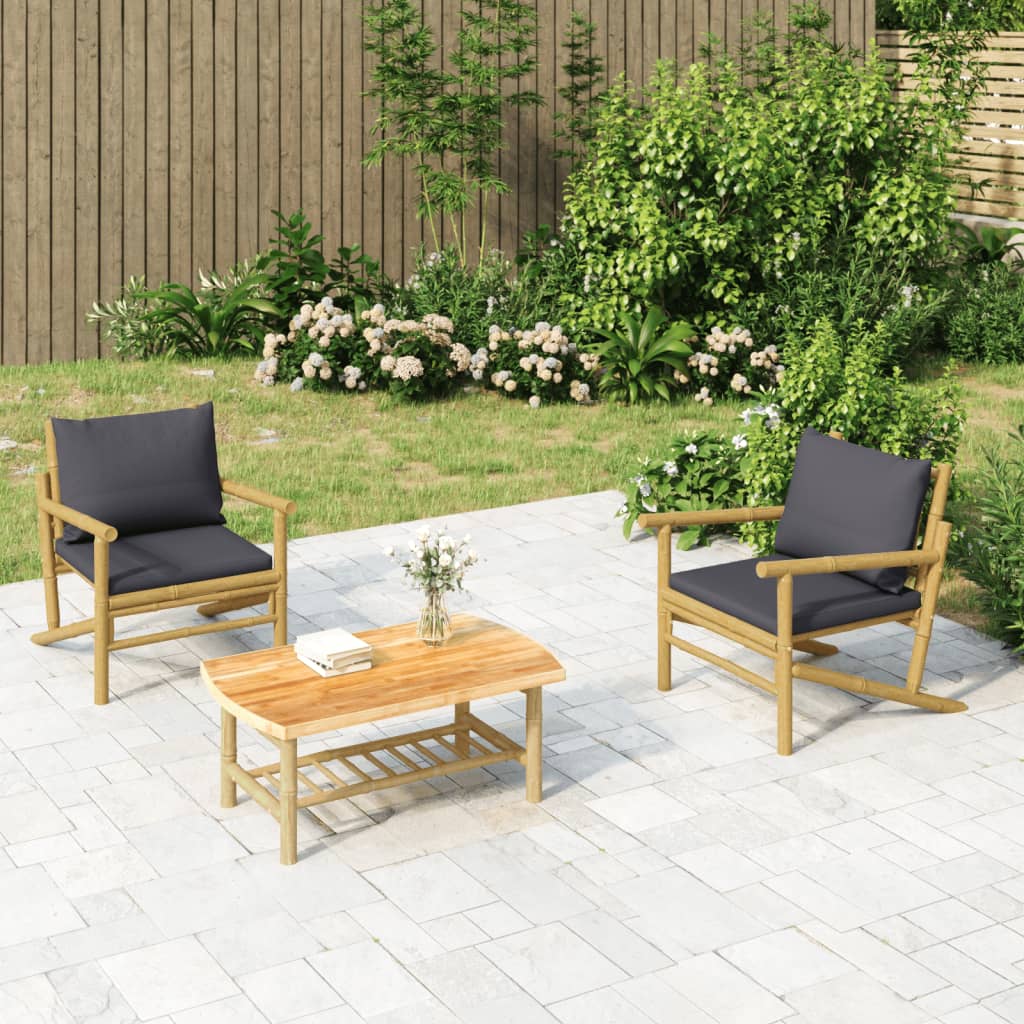 5-Tlg. Garten-Lounge-Set Mit En Kissen Bambus