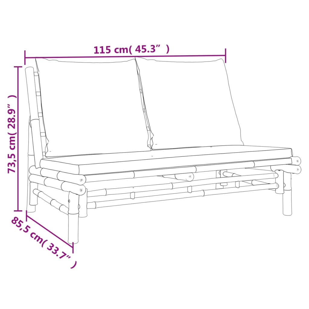 3-Tlg. Garten-Lounge-Set Mit En Kissen Bambus