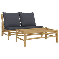 2-Tlg. Garten-Lounge-Set Mit En Kissen Bambus