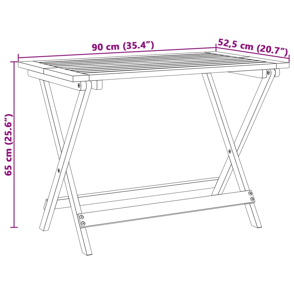 Gartentisch Klappbar 90X52,5X65 Cm Massivholz Akazie