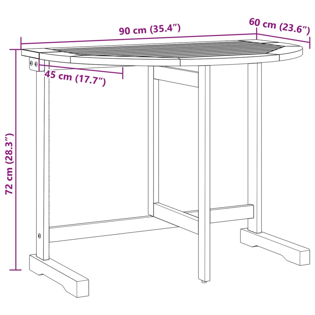 Balkontisch Klappbar 90X60X72 Cm Massivholz Akazie