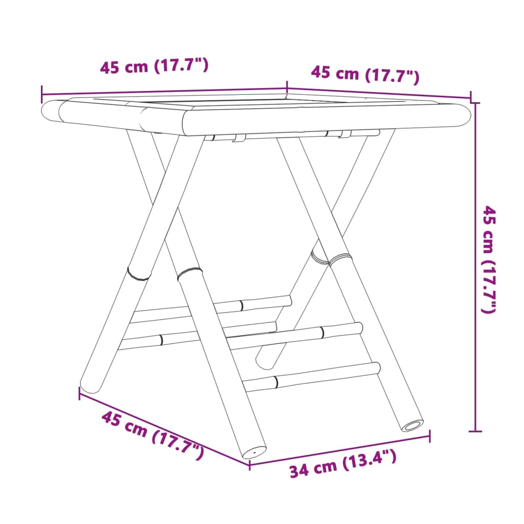 3-Tlg. Bistro-Set Klappbar Mit En Kissen Bambus