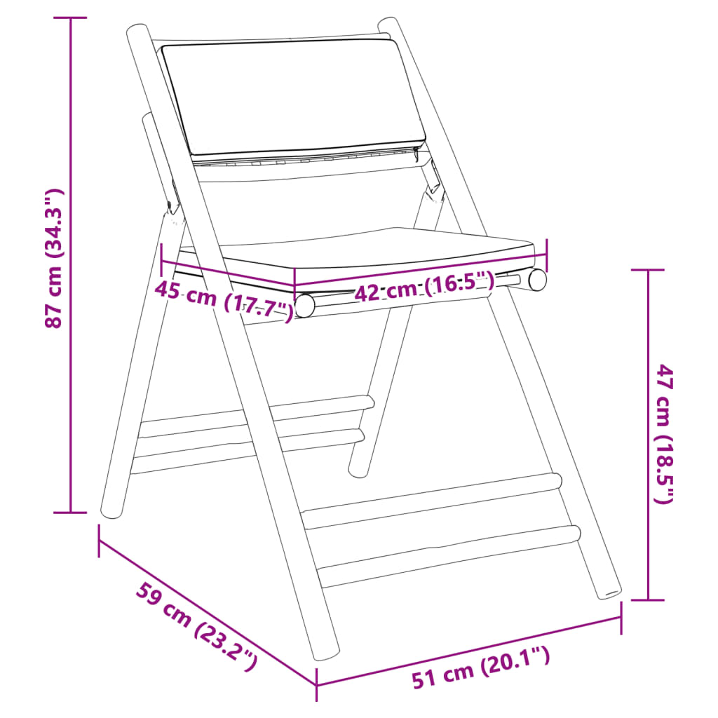 3-Tlg. Bistro-Set Klappbar Mit En Kissen Bambus