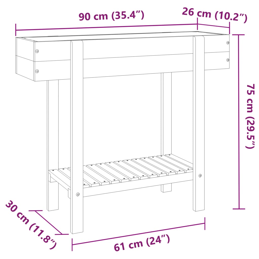 Hochbeet 90X30X75 Cm Massivholz Akazie