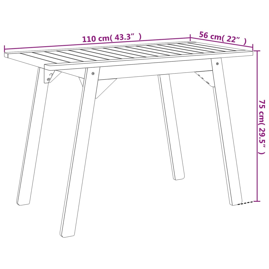 Garten-Esstisch 110X56X75 Cm Massivholz Akazie