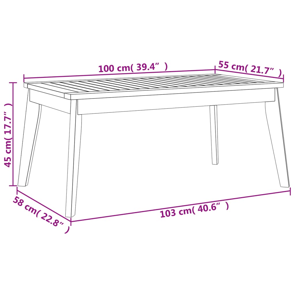 Garten-Esstisch 100X55X45 Cm Massivholz Akazie