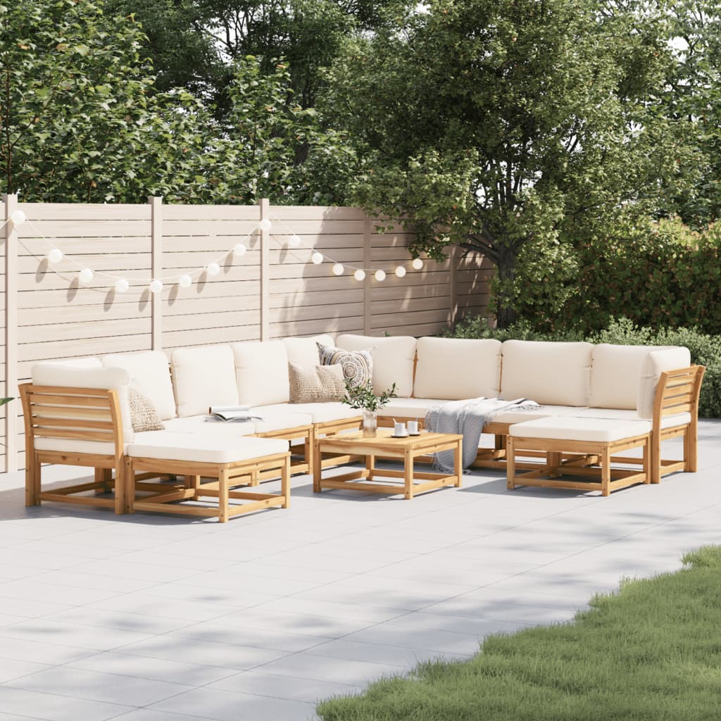 10-Tlg. Garten-Lounge-Set Mit Kissen Massivholz Akazie