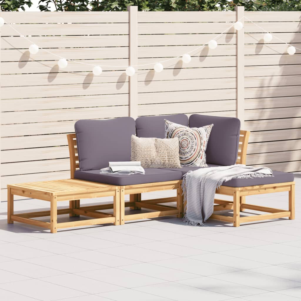 10-Tlg. Garten-Lounge-Set Mit Kissen Massivholz Akazie