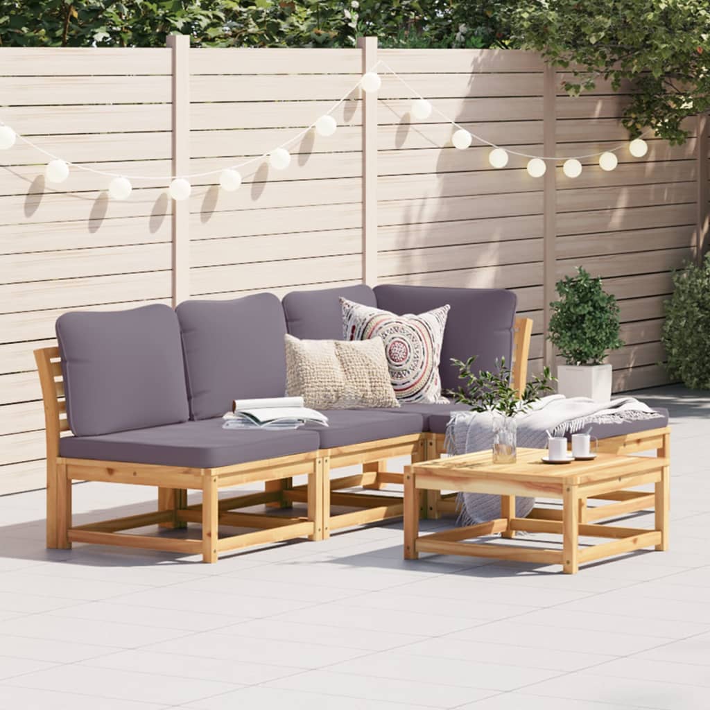 10-Tlg. Garten-Lounge-Set Mit Kissen Massivholz Akazie