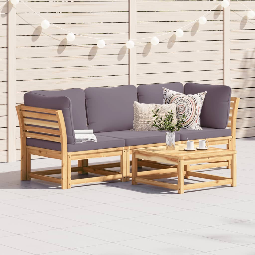 10-Tlg. Garten-Lounge-Set Mit Kissen Massivholz Akazie