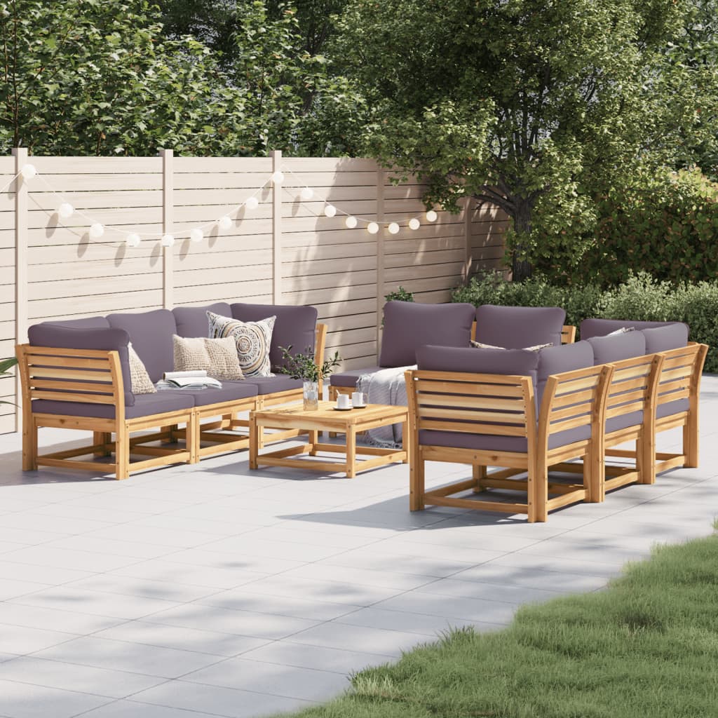 10-Tlg. Garten-Lounge-Set Mit Kissen Massivholz Akazie