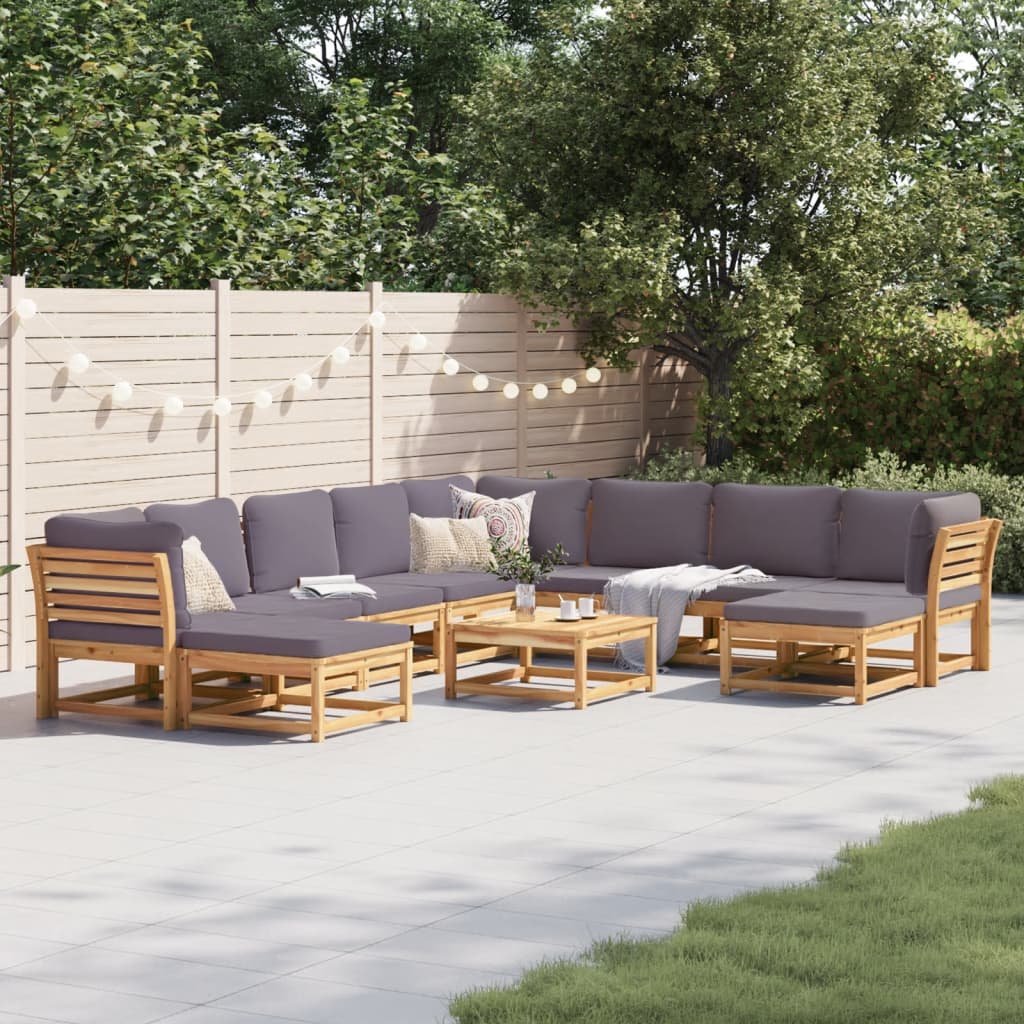 10-Tlg. Garten-Lounge-Set Mit Kissen Massivholz Akazie