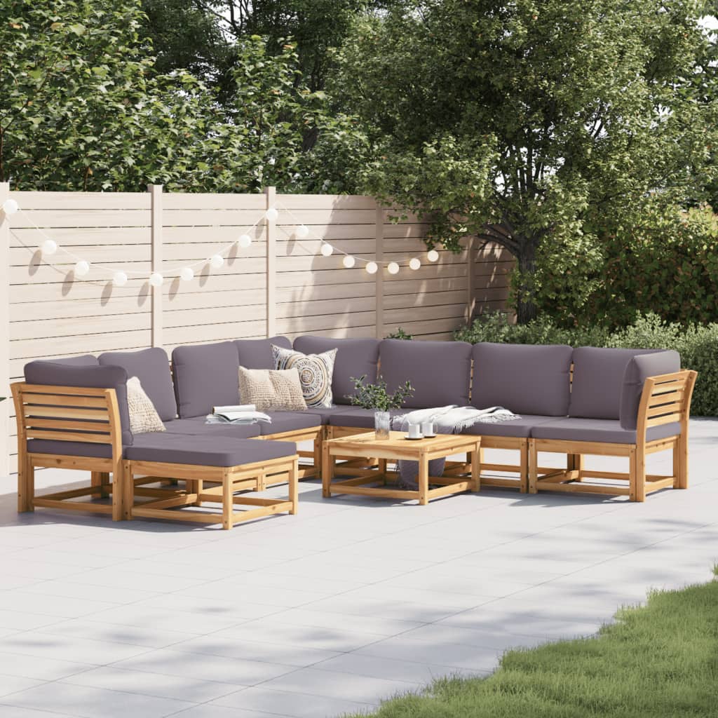 10-Tlg. Garten-Lounge-Set Mit Kissen Massivholz Akazie