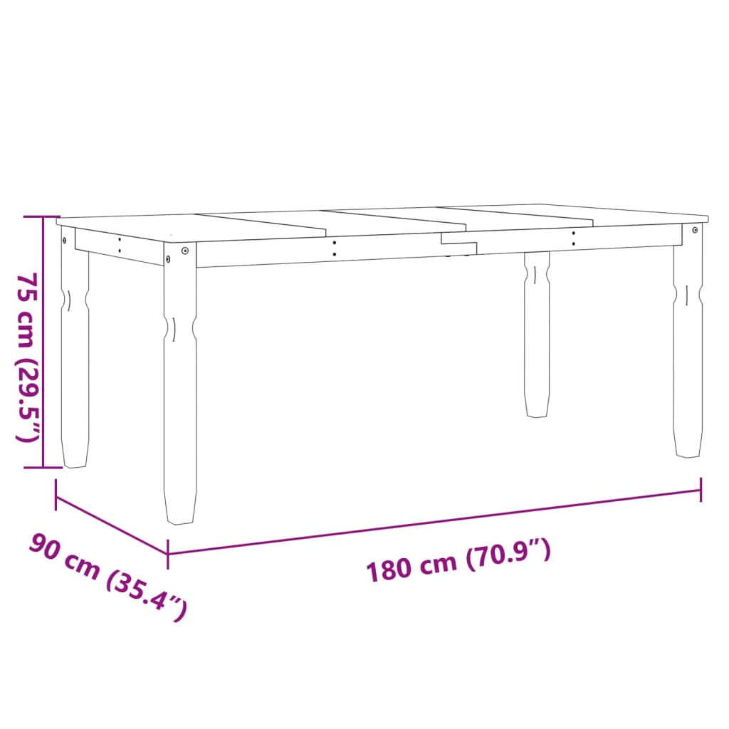 Esstisch Corona Weiß 180X90X75 Cm Massivholz Kiefer