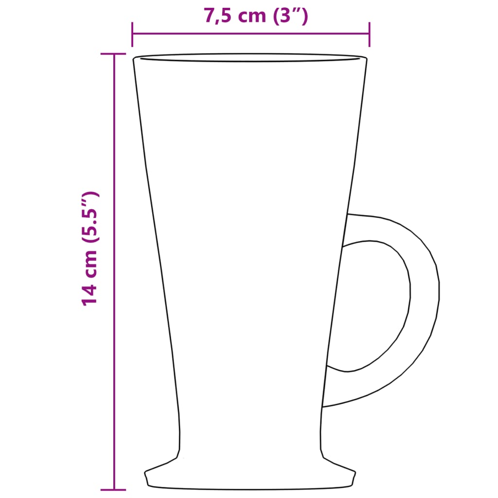 Latte-Macchiato-Gläser Mit Henkel 6 Stk. 250 Ml Sandfarbe