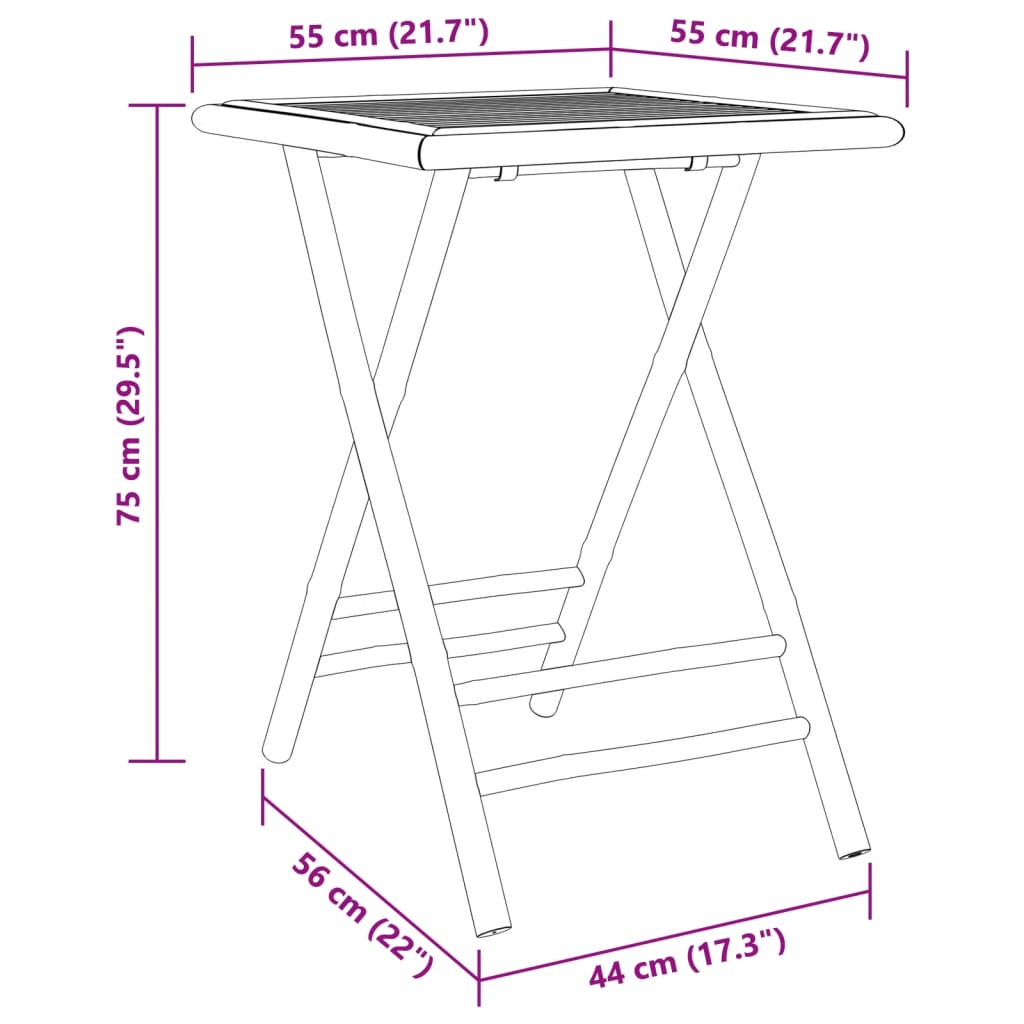 3-Tlg. Bistro-Set Bambus