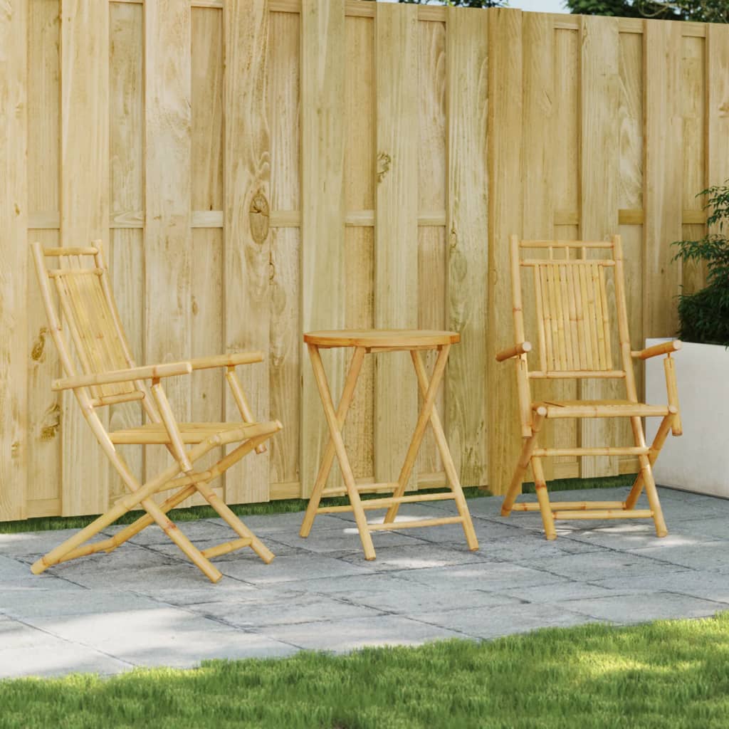 3-Tlg. Bistro-Set Bambus